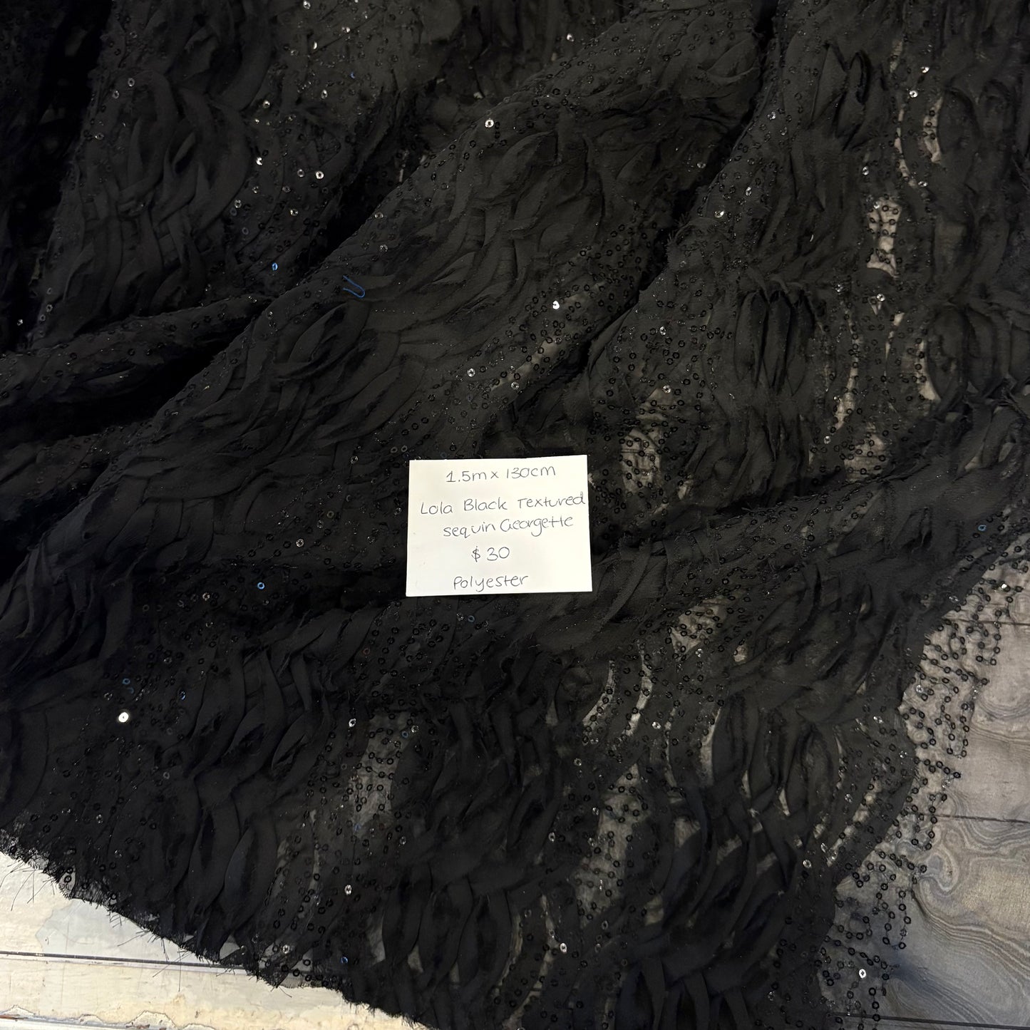 1.5m Lola Black Textured Sequin Georgette