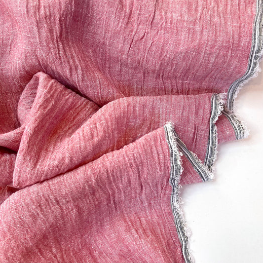 Strawberry Yarn Dyed Crinkle Linen