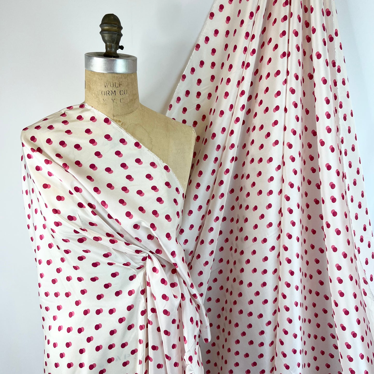 Raspberry Spots Silk Crepe de Chine