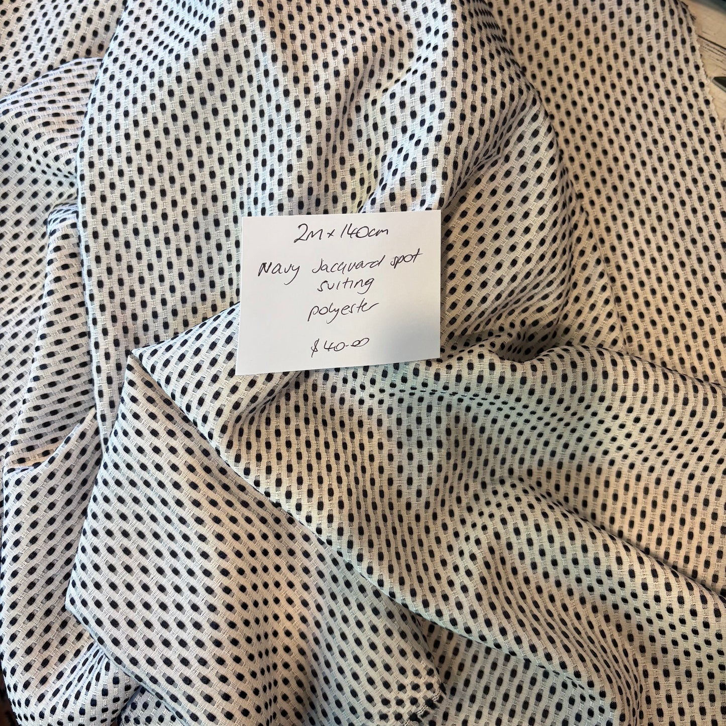 2m Navy Jacquard Spot Suiting