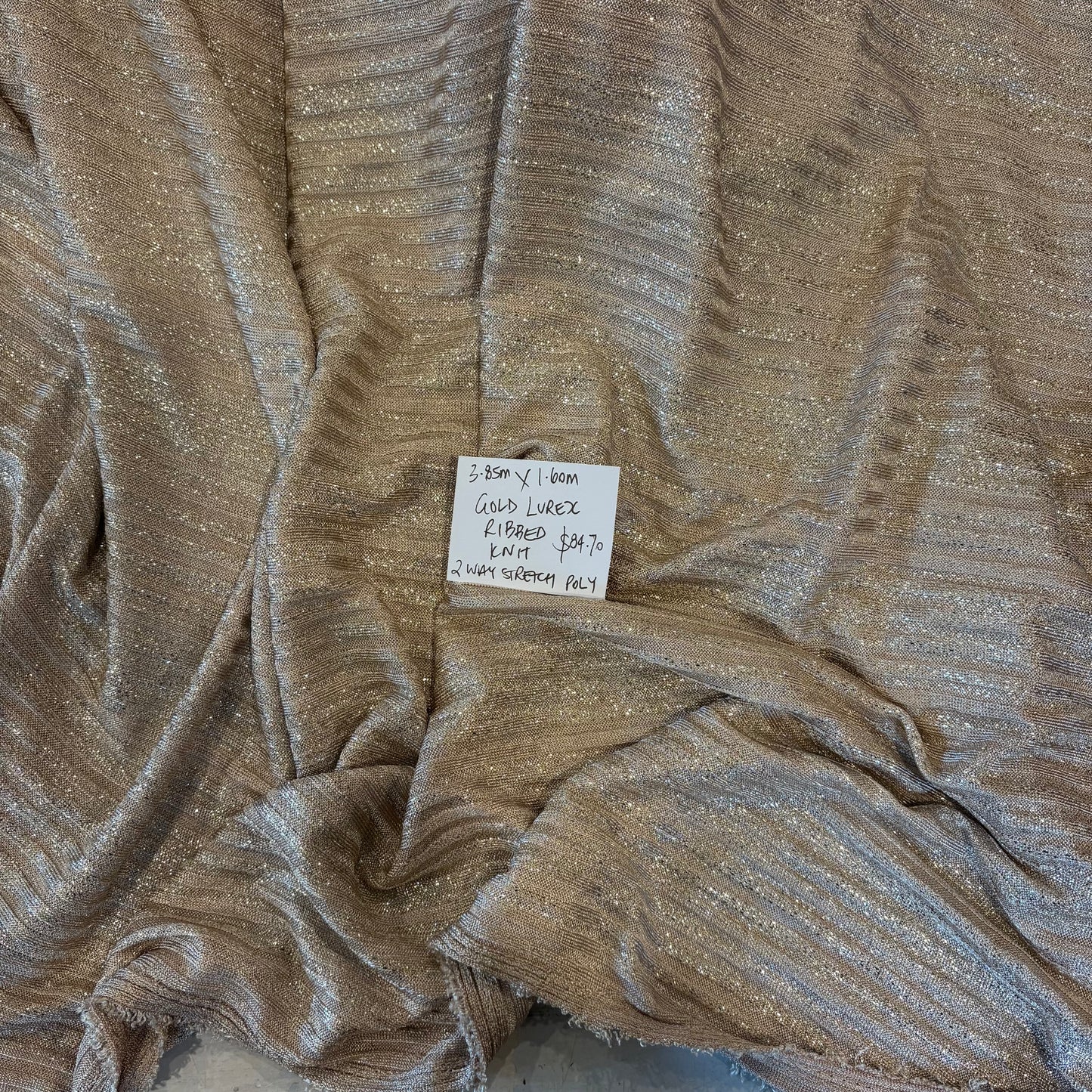3.85m Gold Lurex Ribbed Knit