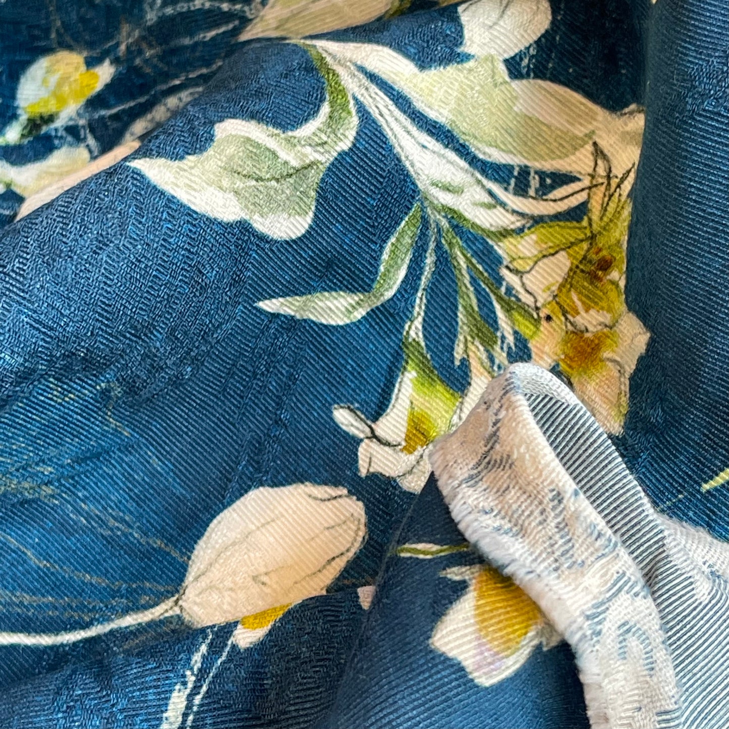 Teal Botanical Jacquard Viscose