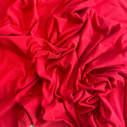 Coral red lightweight  slinky 4 way stretch Jersey
