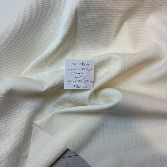 1m White Self Check Stretch Suiting