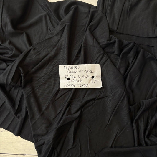 5 Pieces (50cm x 1.7m) Black Ultra Stretch Viscose Jersey
