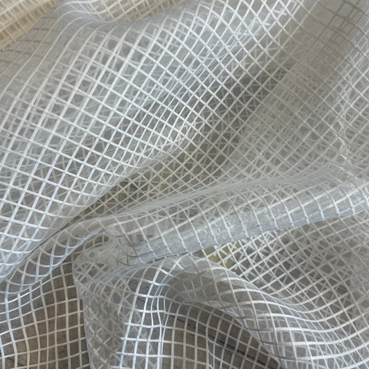 White grid lightweight organza