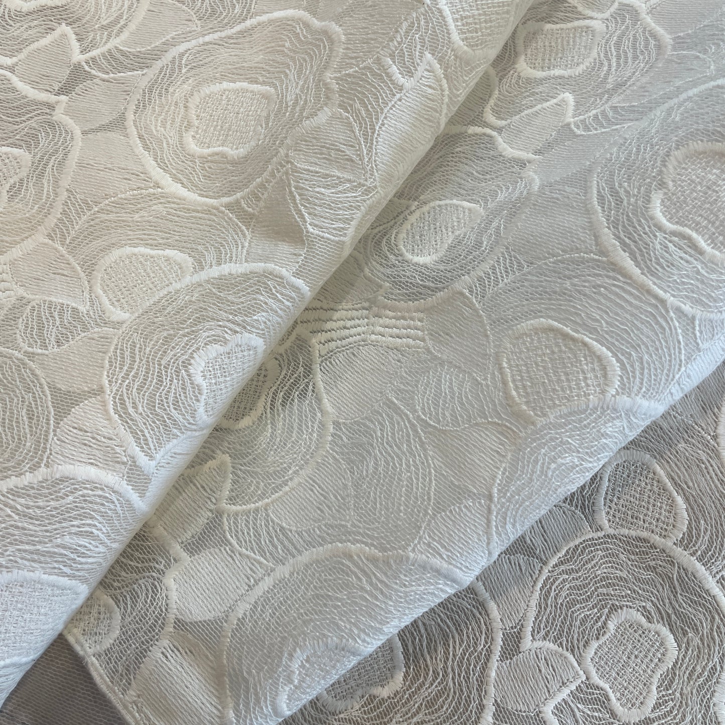 Abstract rose embroidered tulle