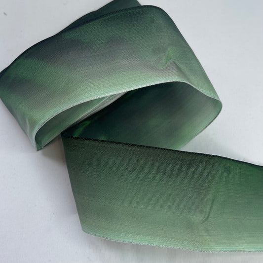 3mtrs Emerald Ombré French Wired Taffeta Ribbon