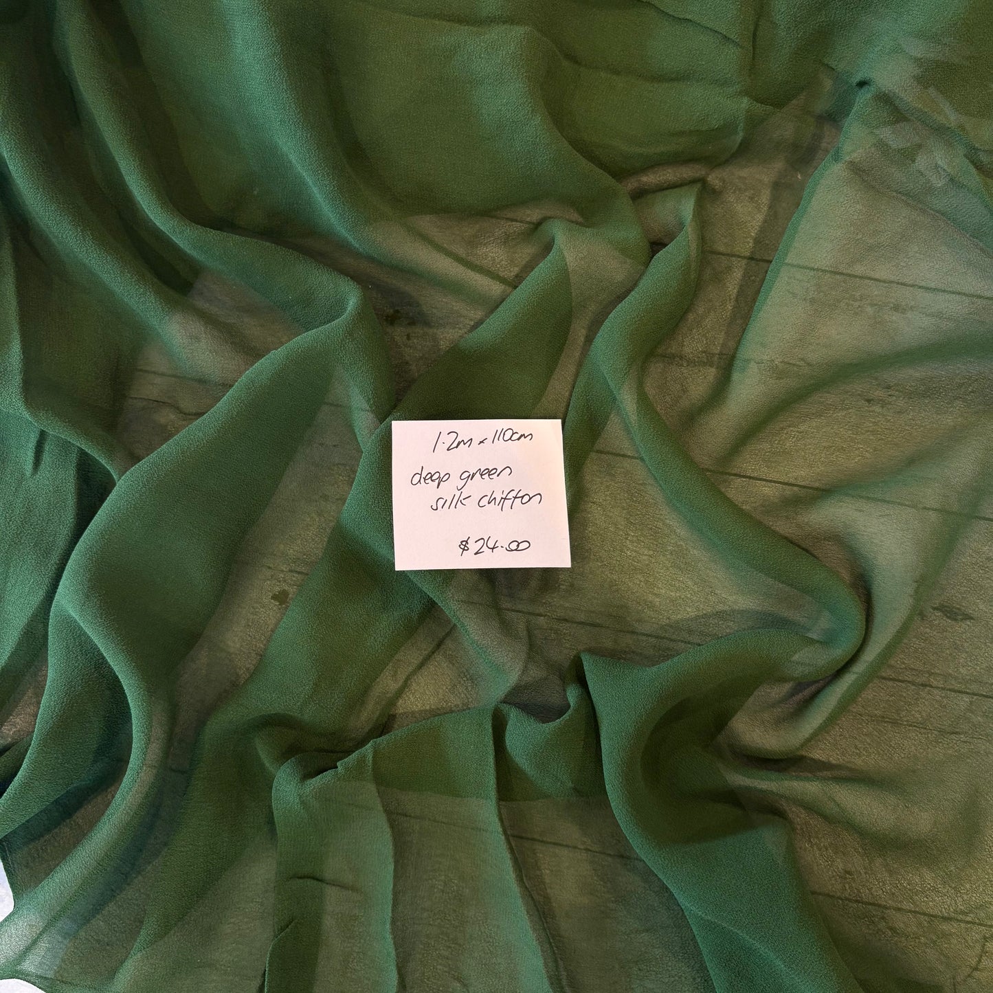 1.2m Deep Green Silk Chiffon
