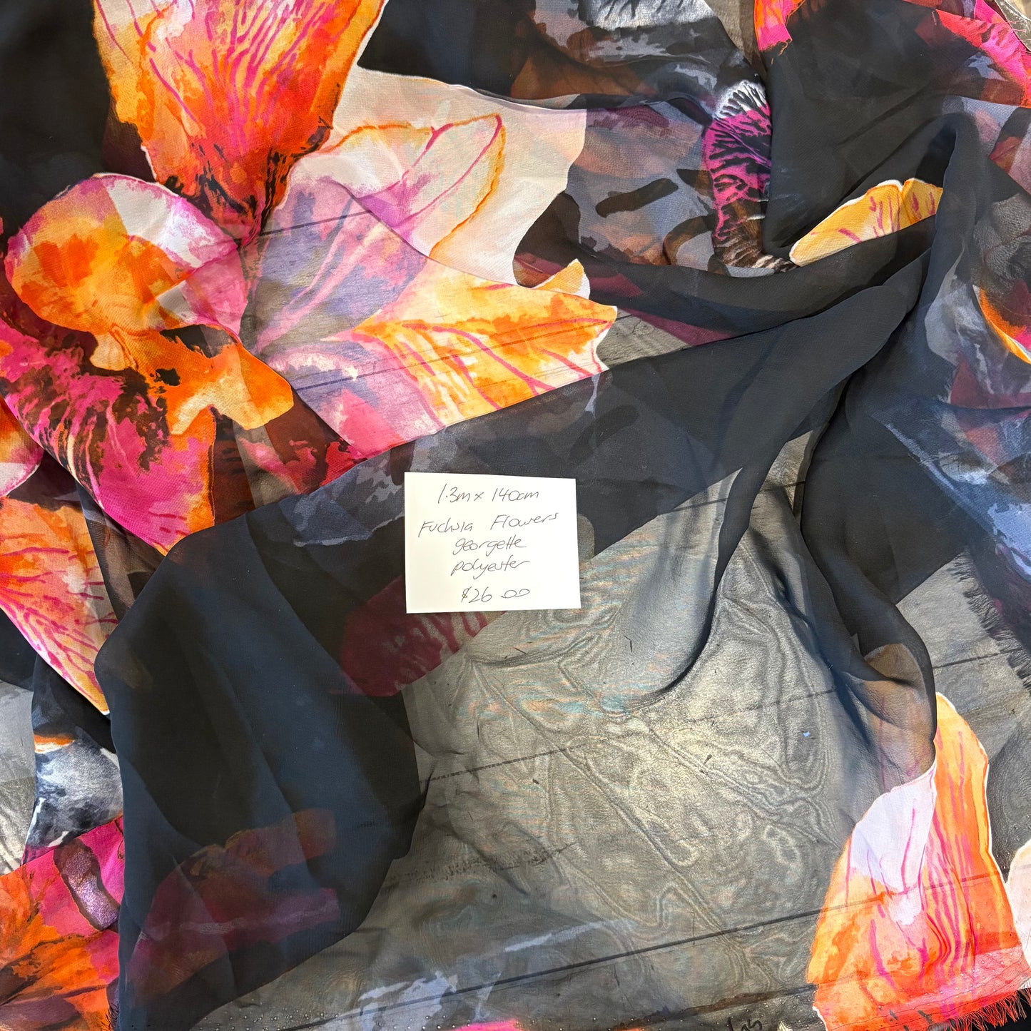1.3m Fuchsia Flowers Georgette