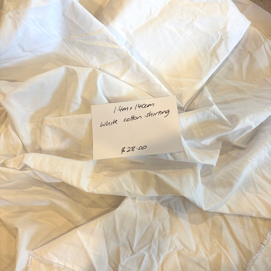 1.4m White cotton shirting