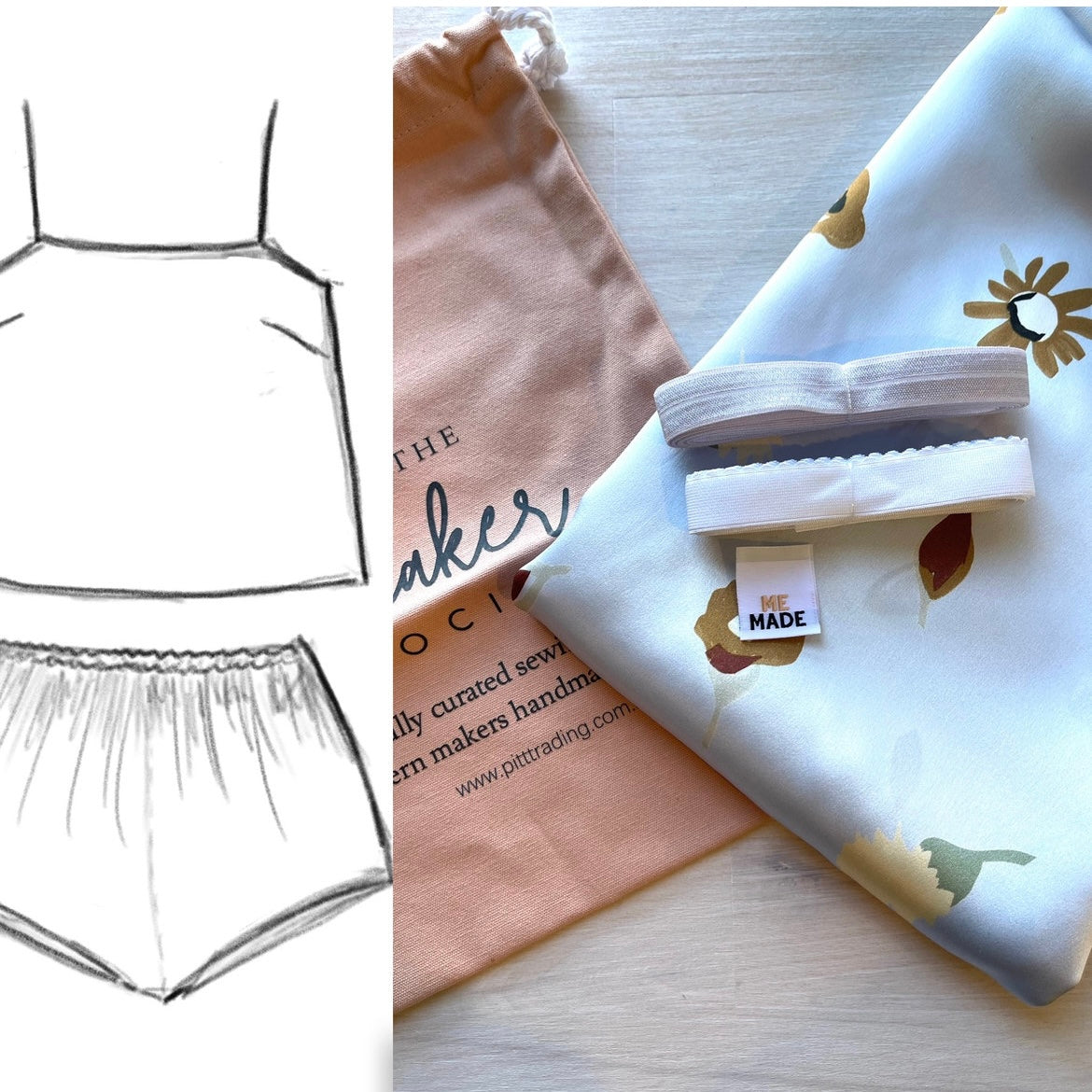 Falling flowers satin Isabel sleep set kit