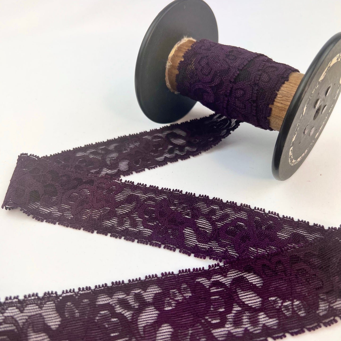 Dark Aubergine 40mm Stretch Lace