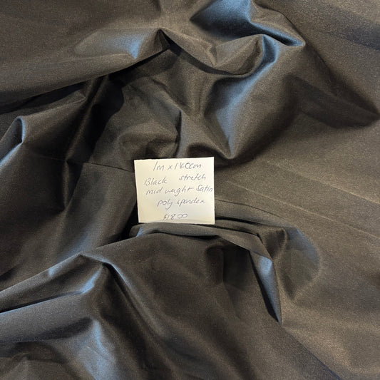 1m Black Stretch Satin