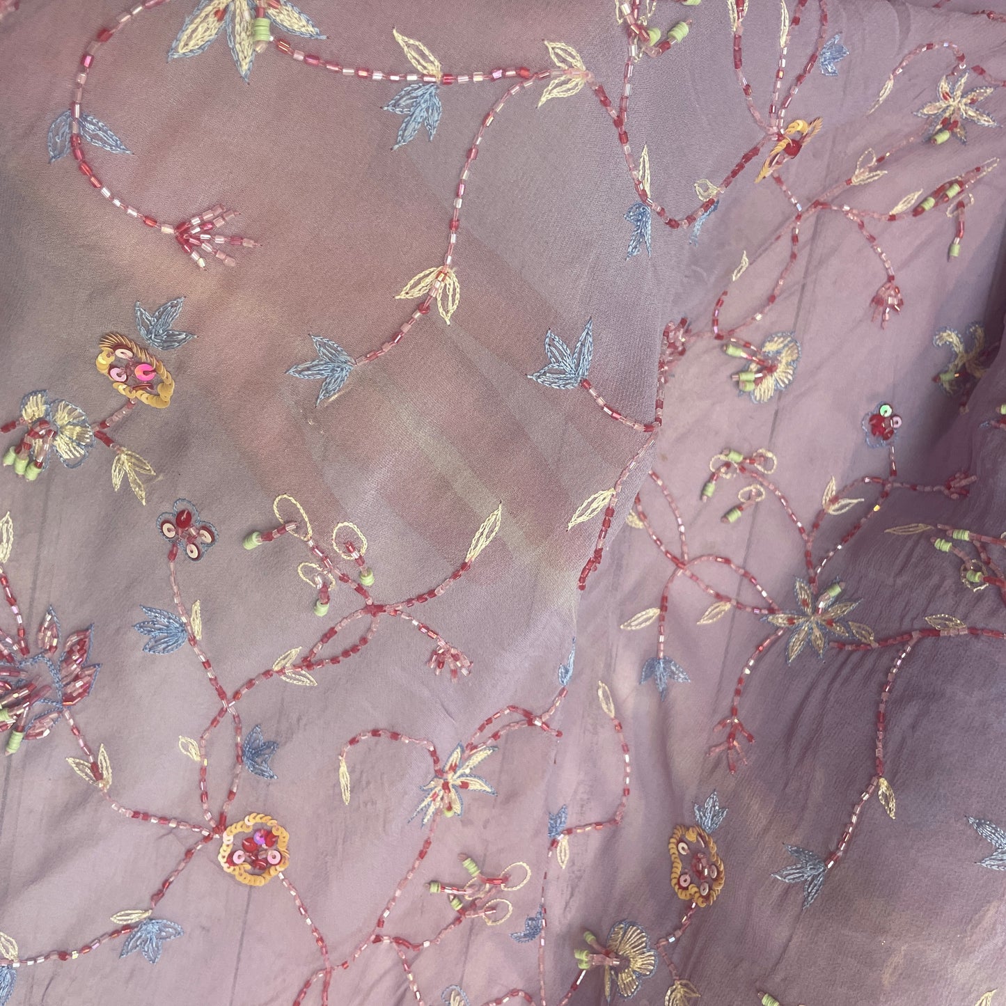 *Second *Mauve vine Beaded Silk Chiffon