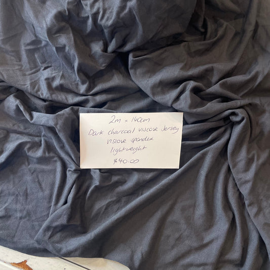 2m Dark Charcoal Viscose Jersey