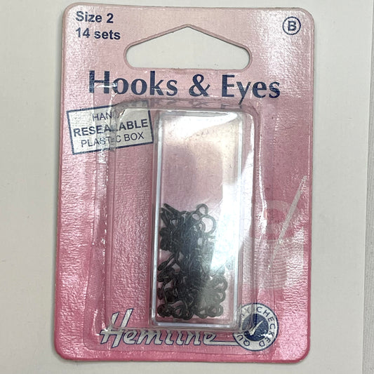 Black Hooks and Eyes Size 2