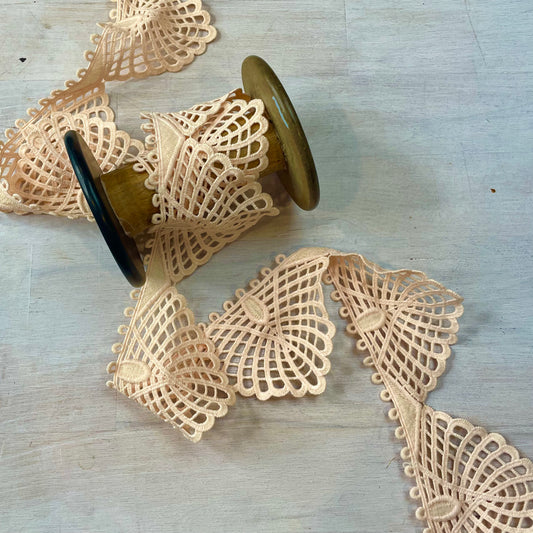 Peach Hand Dyed Butterfly Edge lace