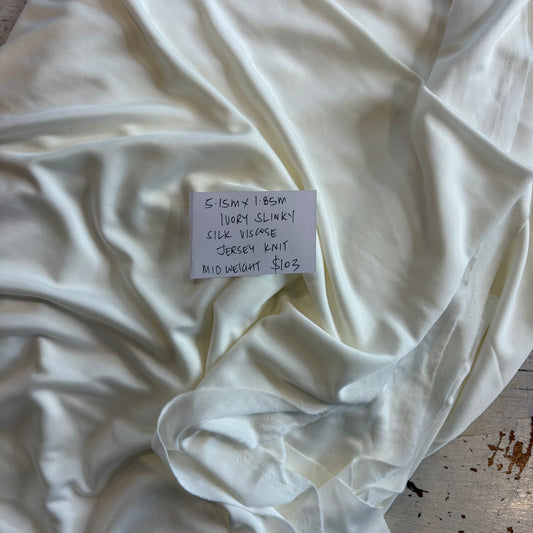5.15m Ivory Slinky Silk Viscose Jersey Knit