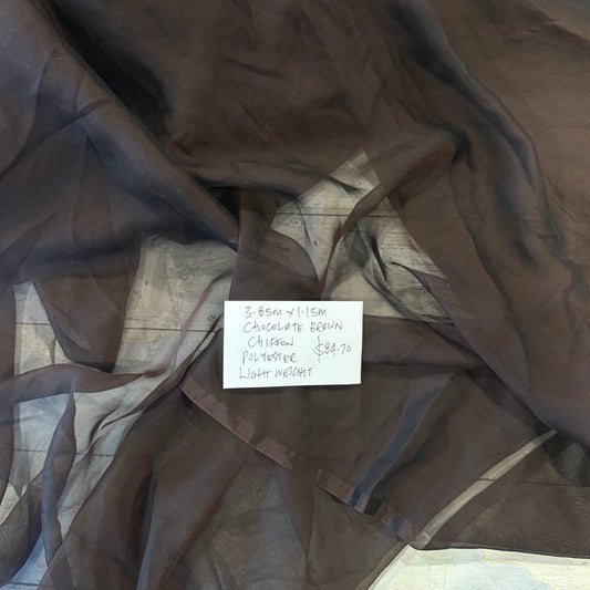3.85m Chocolate Brown Chiffon