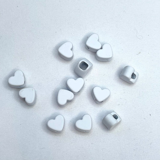 White Metal Heart Toggle Ends