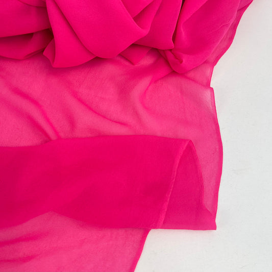 3.25mtrs Brightest Pink Silk Chiffon