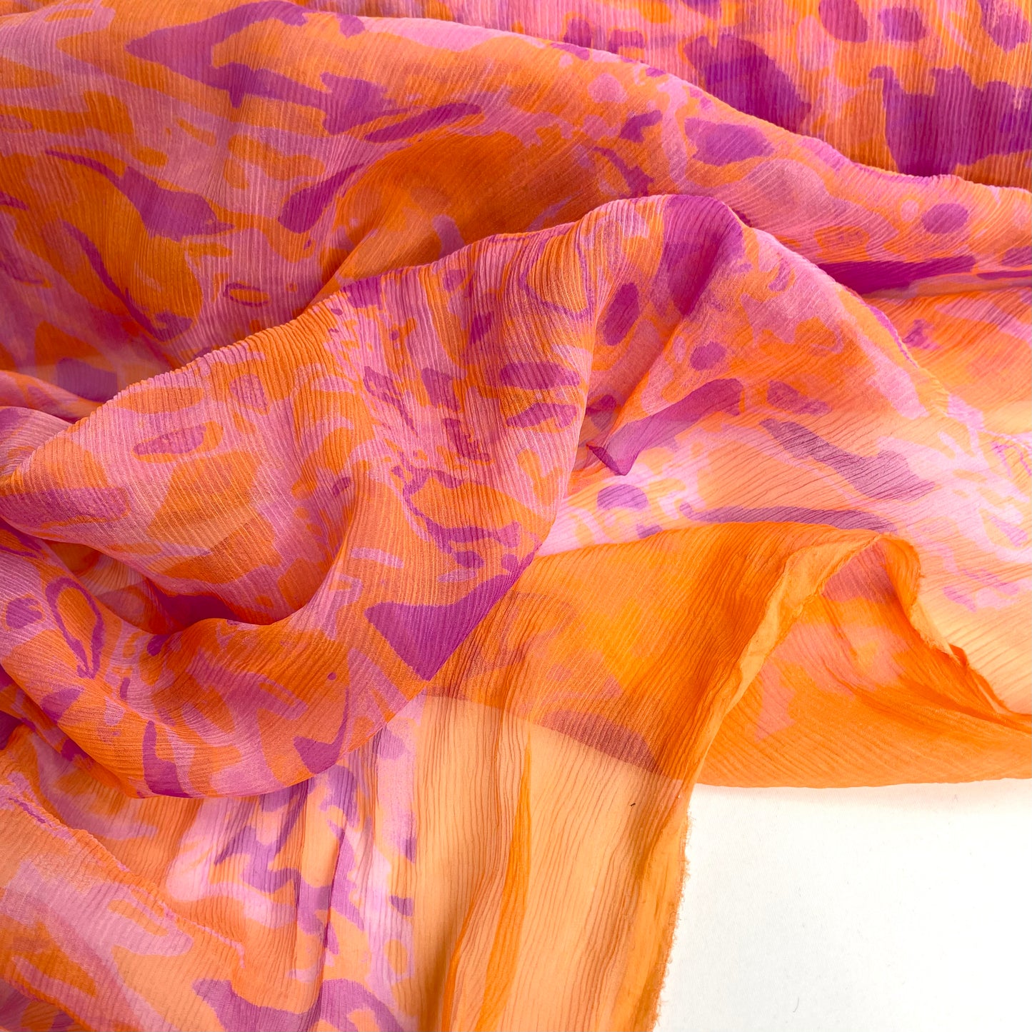 Fruit Tingle Abstract Floral Crinkle Silk Chiffon