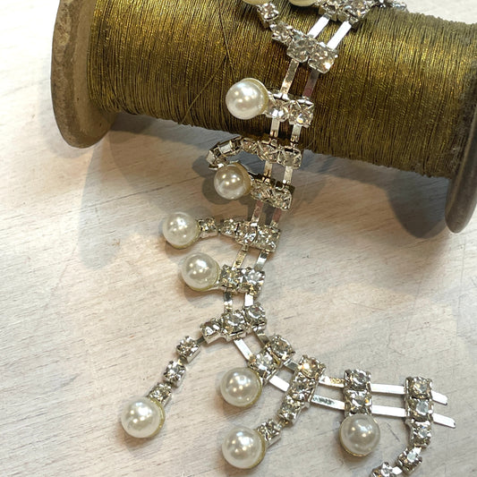 13cm Diamonte and pearl Trim Piece