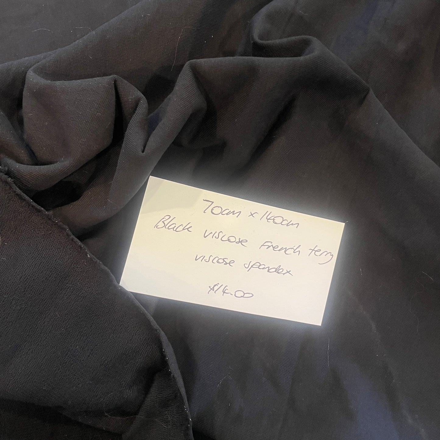 70cm black viscose french terry