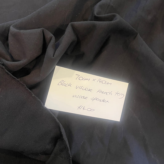 70cm black viscose french terry