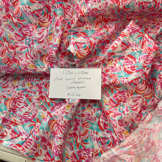 1.25m Pink Swirl Viscose Challis