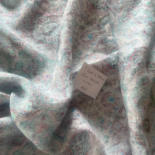 1.5m blue temple Organic Linen