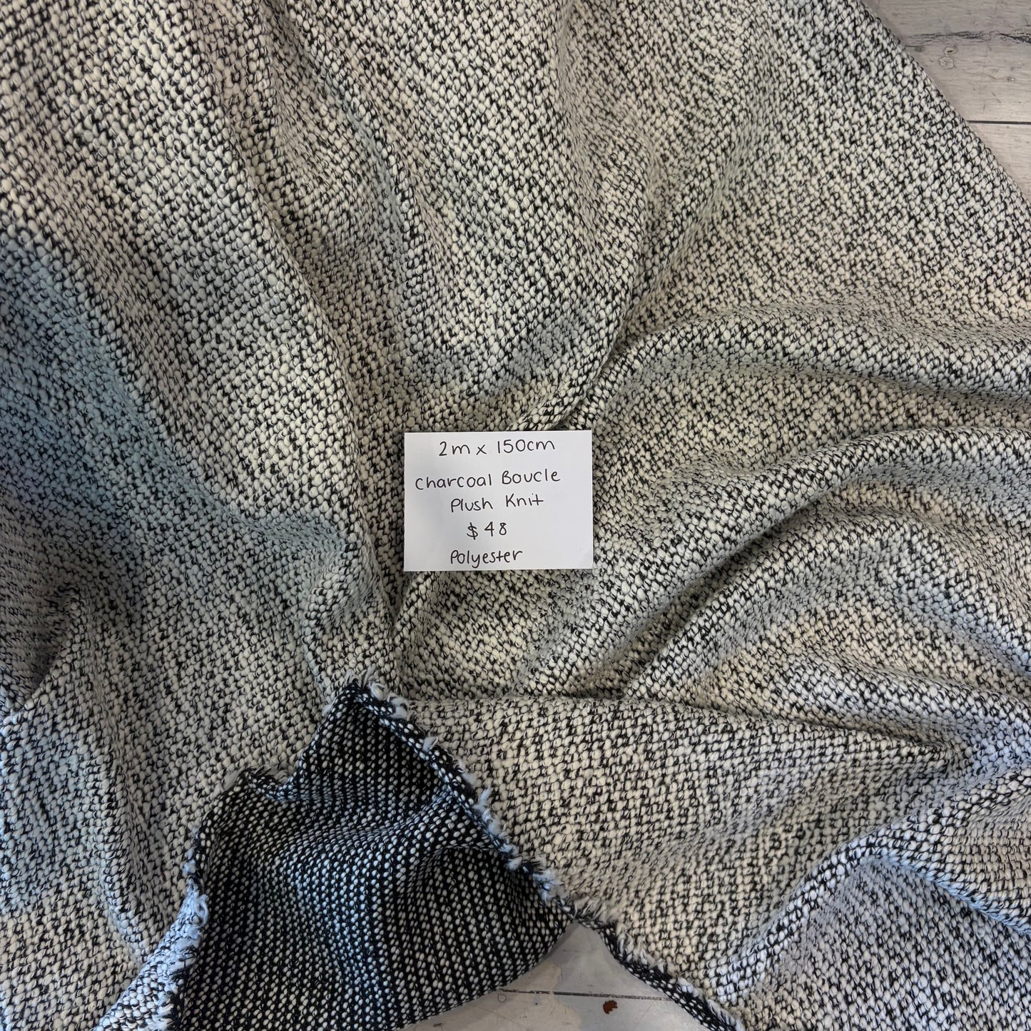 2m Charcoal Boucle Plush Knit