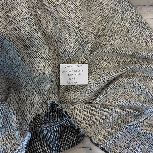 2m Charcoal Boucle Plush Knit
