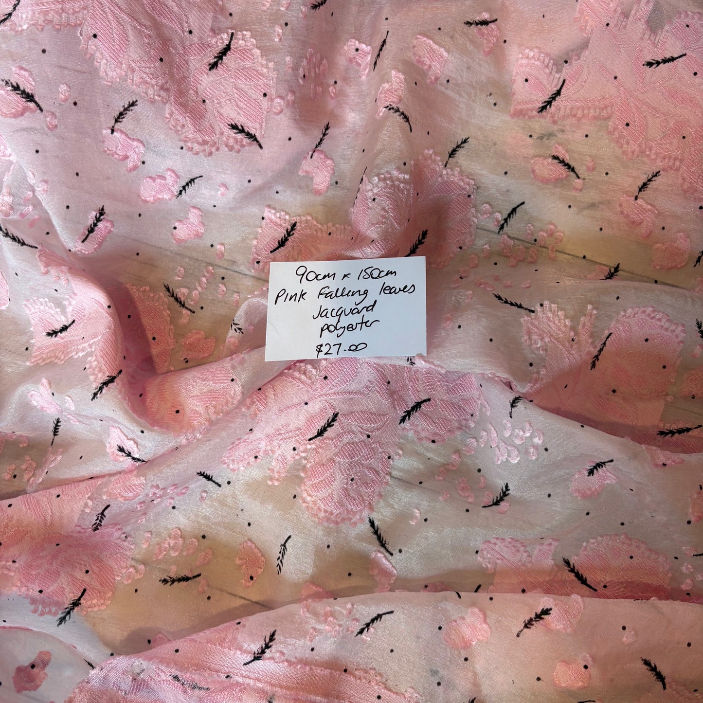 90cm Pink Falling Leaves Jacquard