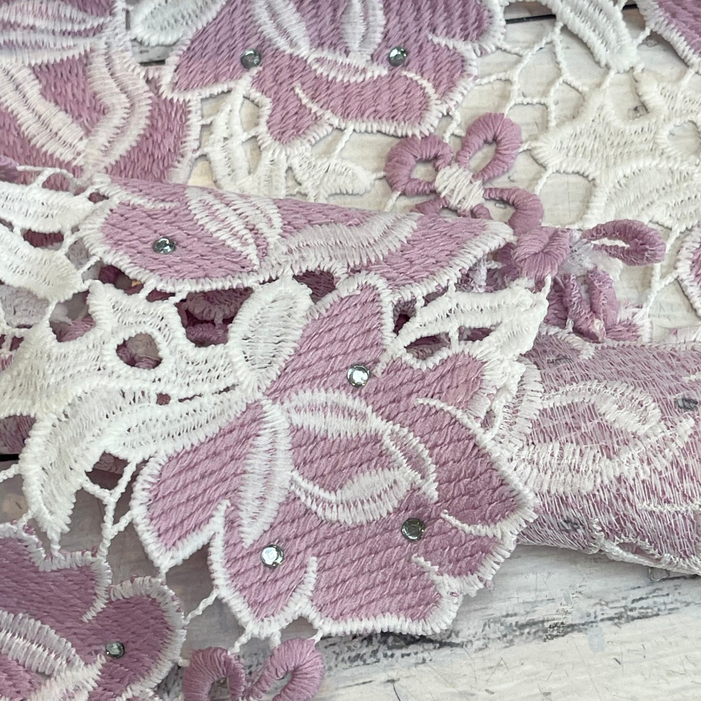 Trocadero Gardens Lilac Guipure Embellished Lace