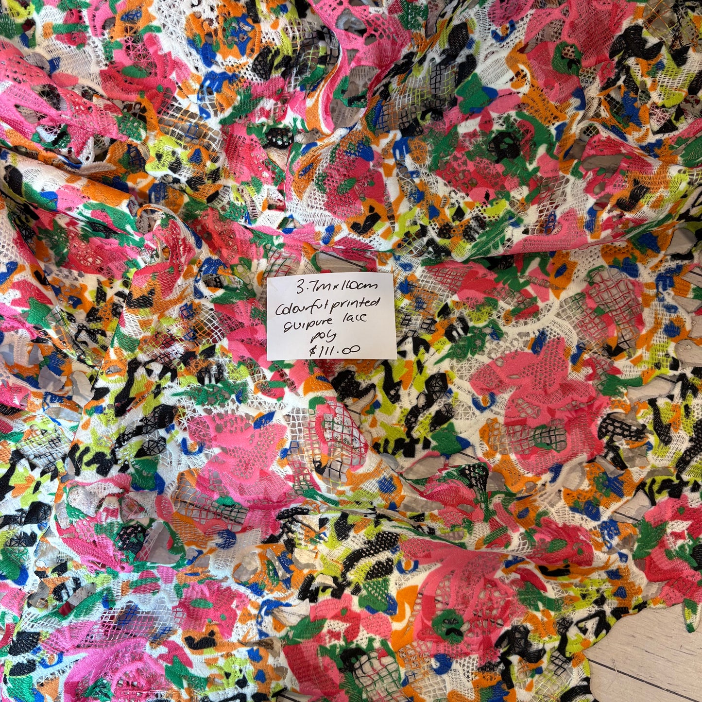 3.7m Colourful Printed Guipure Lace