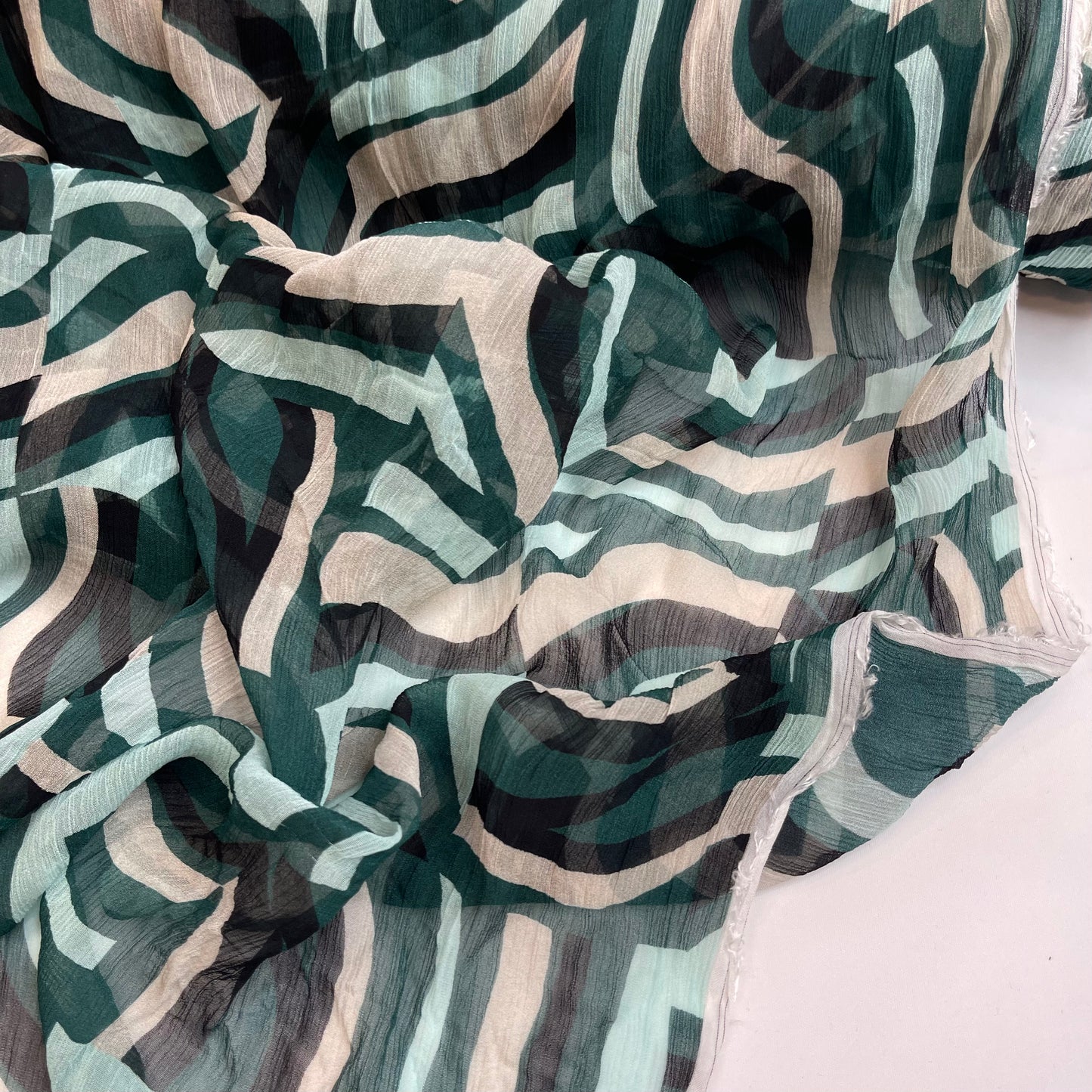 Green Groove  Crinkle Viscose Georgette