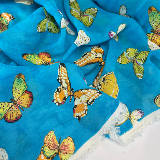 Sea of butterflies Viscose Georgette