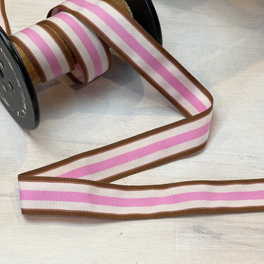 Rocky Road Stripe 25mm Gross Grain Ribbon