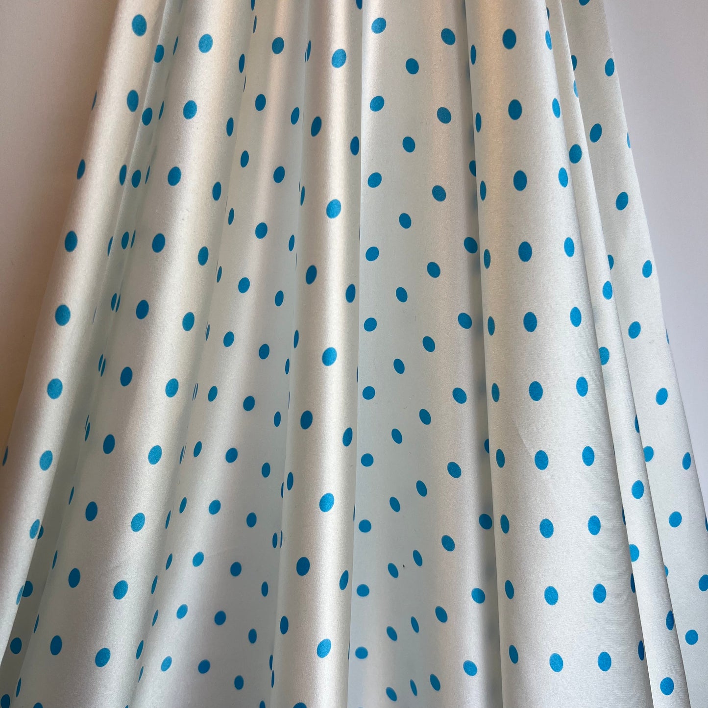 Blue Polka Dots Silk Satin