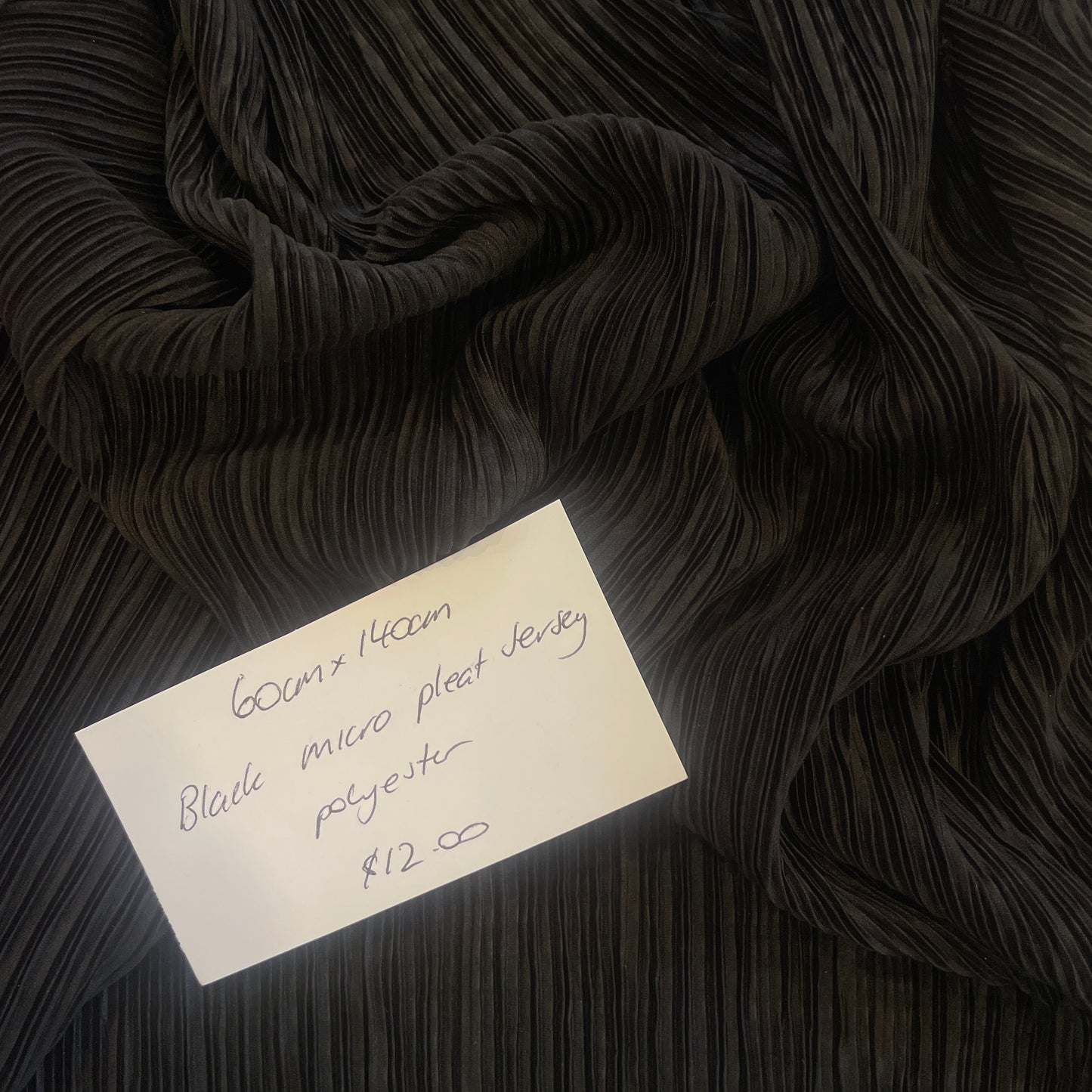 60cm black micro pleat jersey