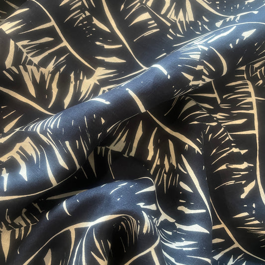 Navy palms linen