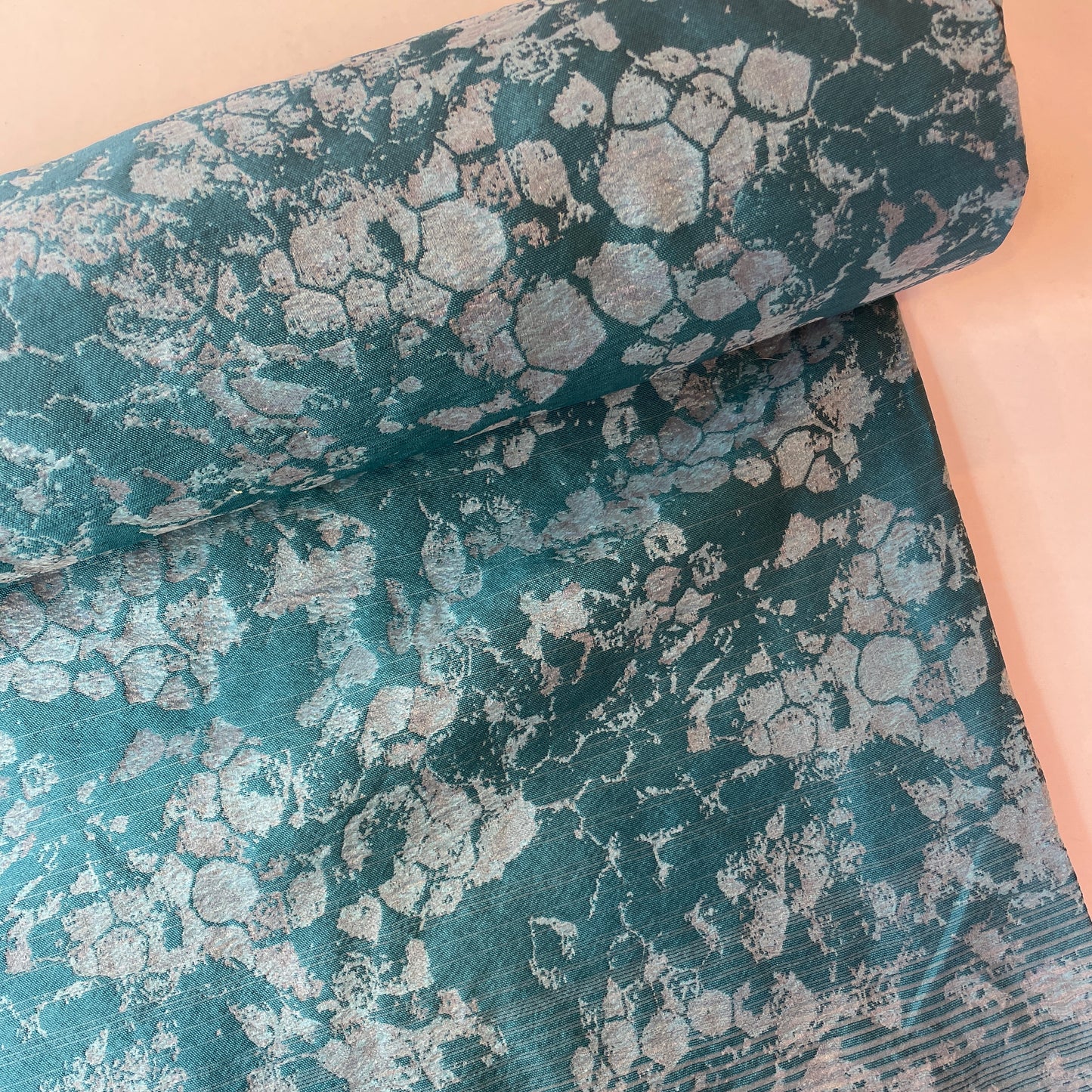 Teal pebbles Brocade panel