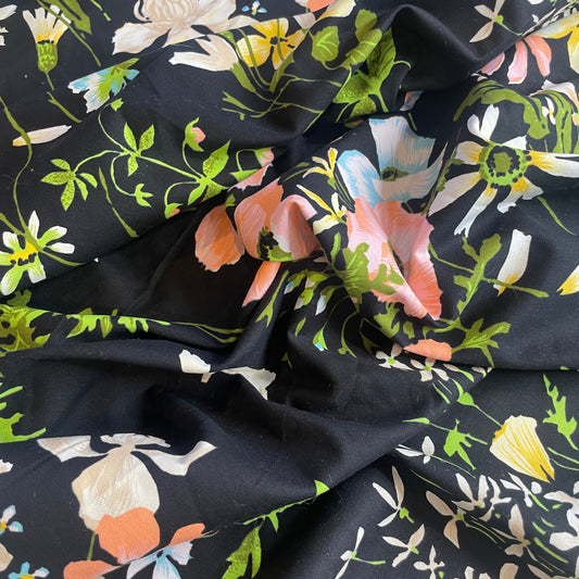 Hot house flowers vintage print cotton