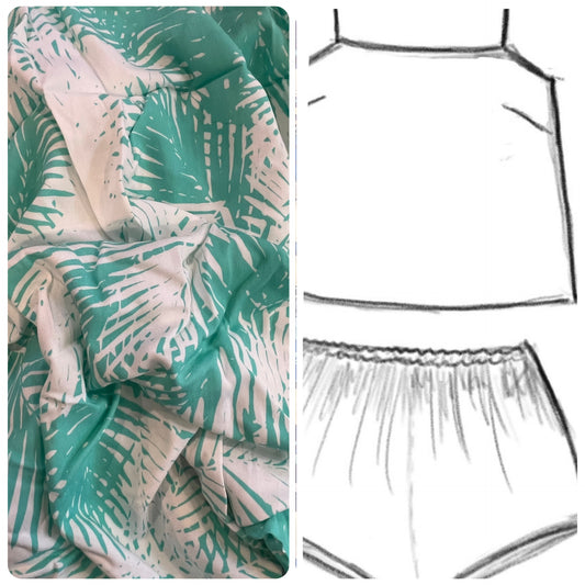 Mint palms viscose challis Isabel sleep set kit