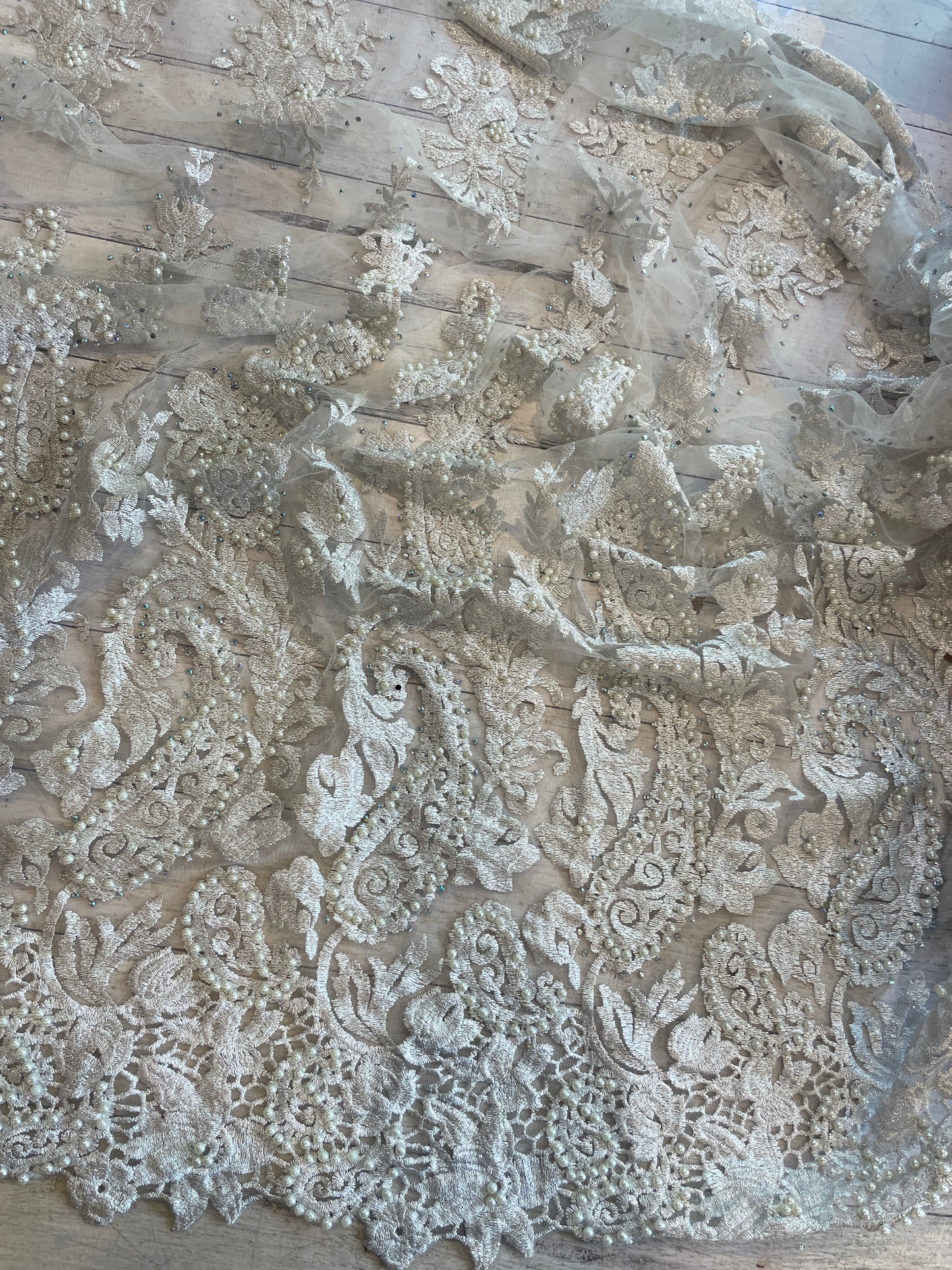 House of Medici embroidered beaded tulle