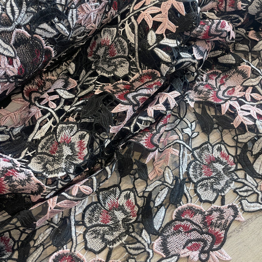 black rose Guipure Lace