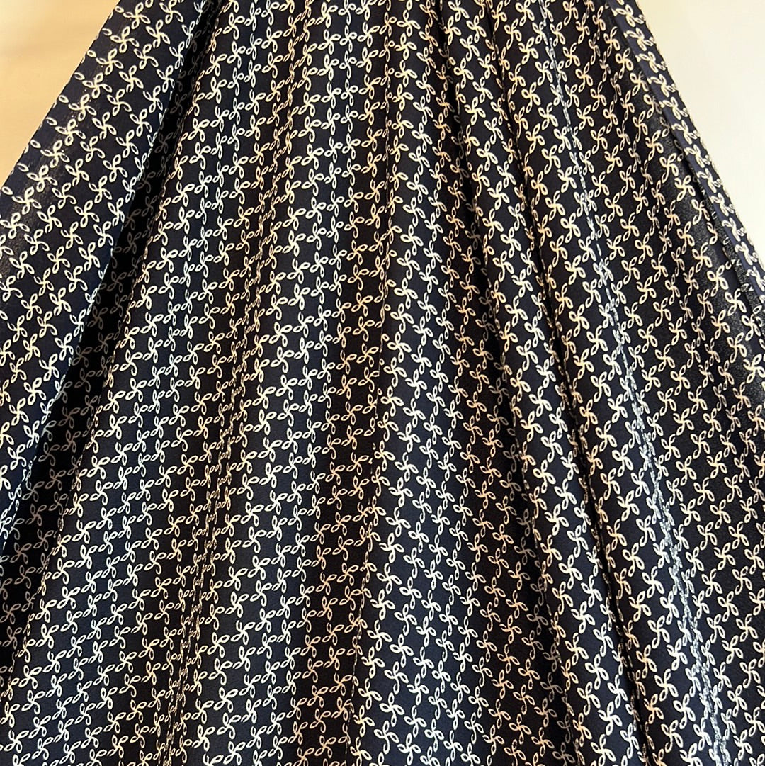 Navy Windmills Double Silk Georgette