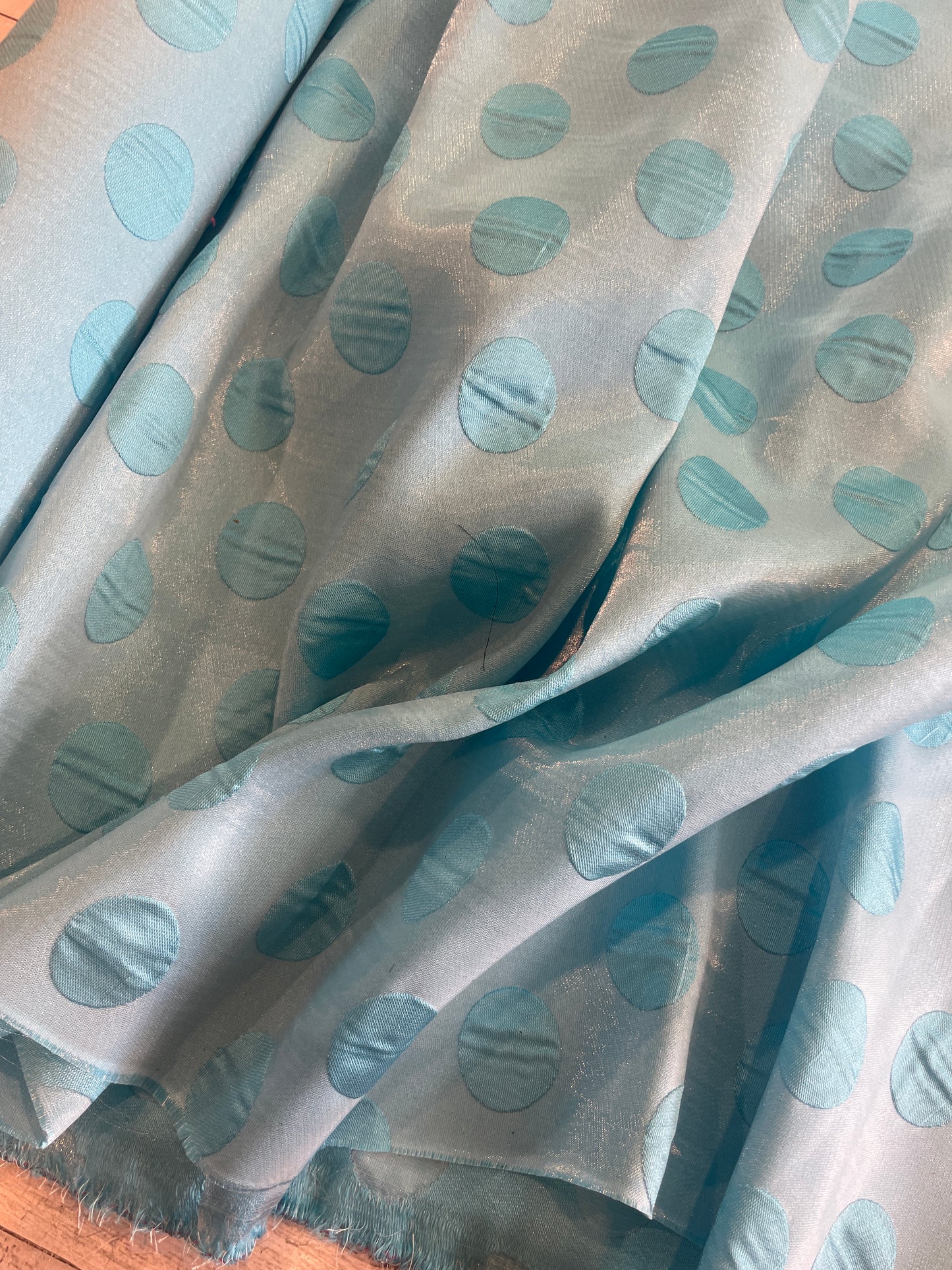 Aqua coin spot jacquard brocade